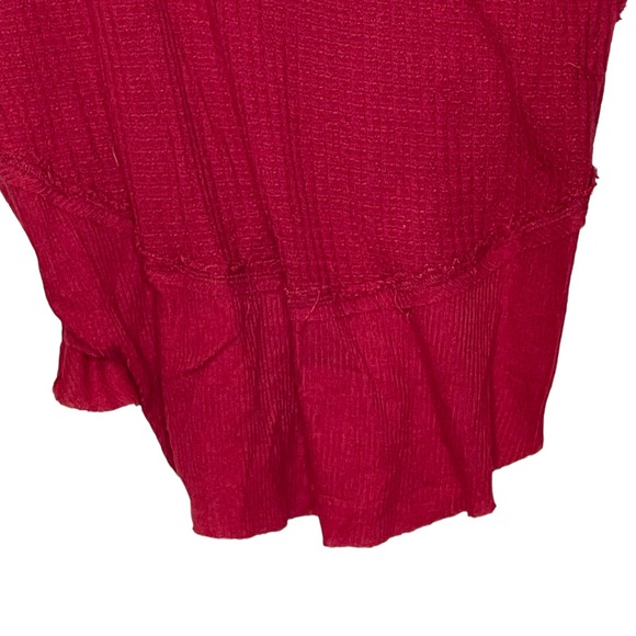 Free People Red Tunic Top Thermal Stretch Long Sleeve Drift V-Neck Small Women - Picture 4 of 8